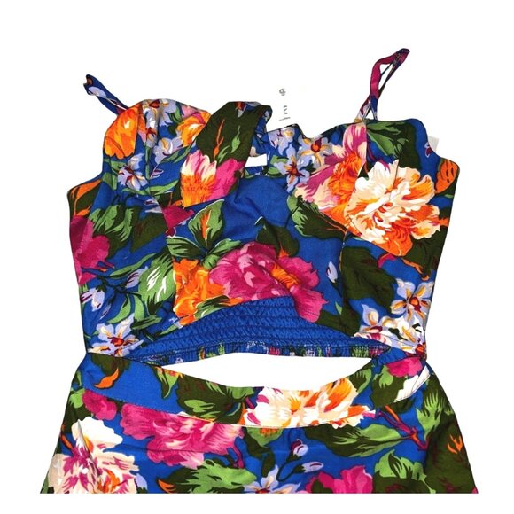 Lottie & Holly BOG Collective NWT Peep Stomach Floral Romper Sz Small Womens Blu - Picture 3 of 14